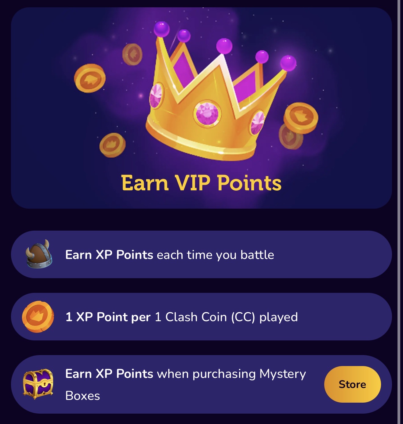 Clash 5 VIP program and how to earn points