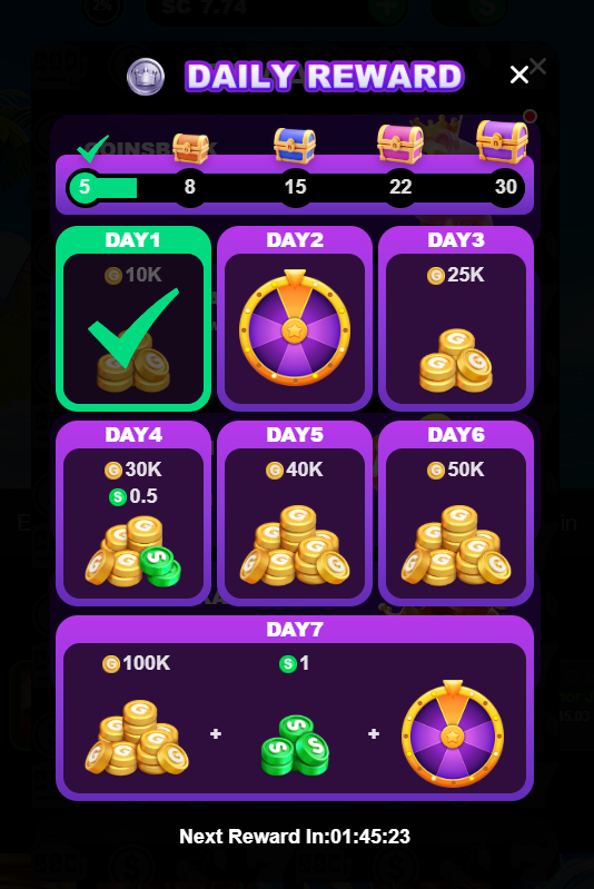 Fortune Purple daily login bonus