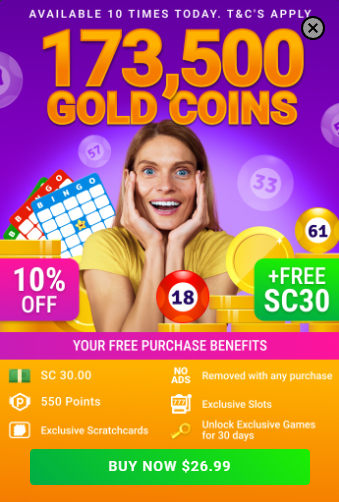 Pulsz 10% off Gold Coin package with 30 free Sweeps Coins