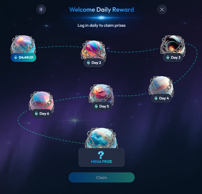 Sweepstars daily login bonus