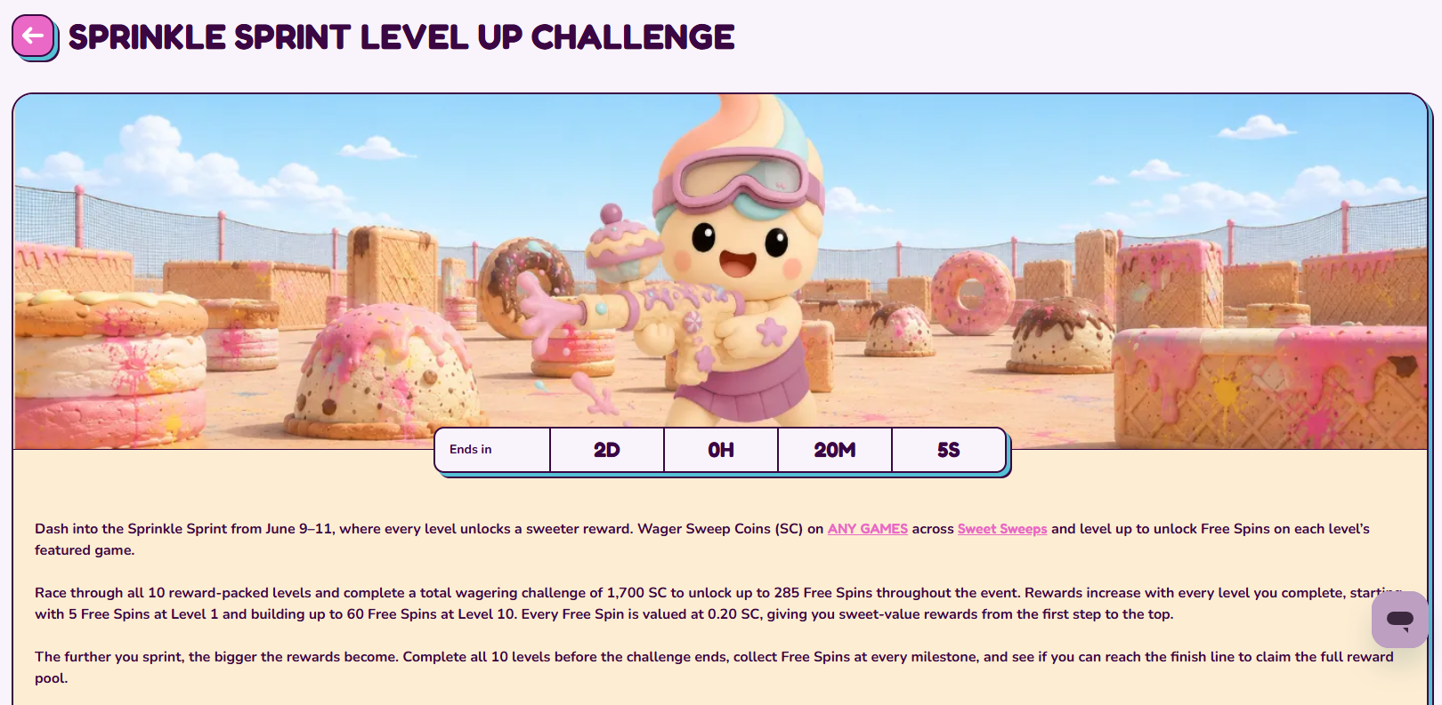 Sweet Sweeps welcome offer packages